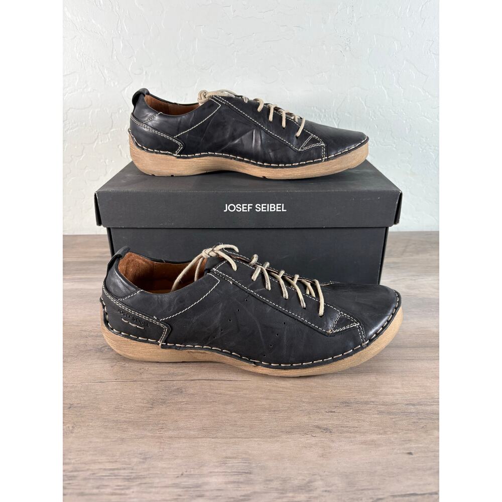 Joseph Sibel Black Capri Grey Tan Leather Sneaker Women's Size 40‎ New in Box